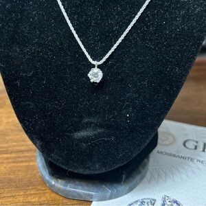 1 CT moissanite solitaire twisted rock .925 sterling necklace NIB